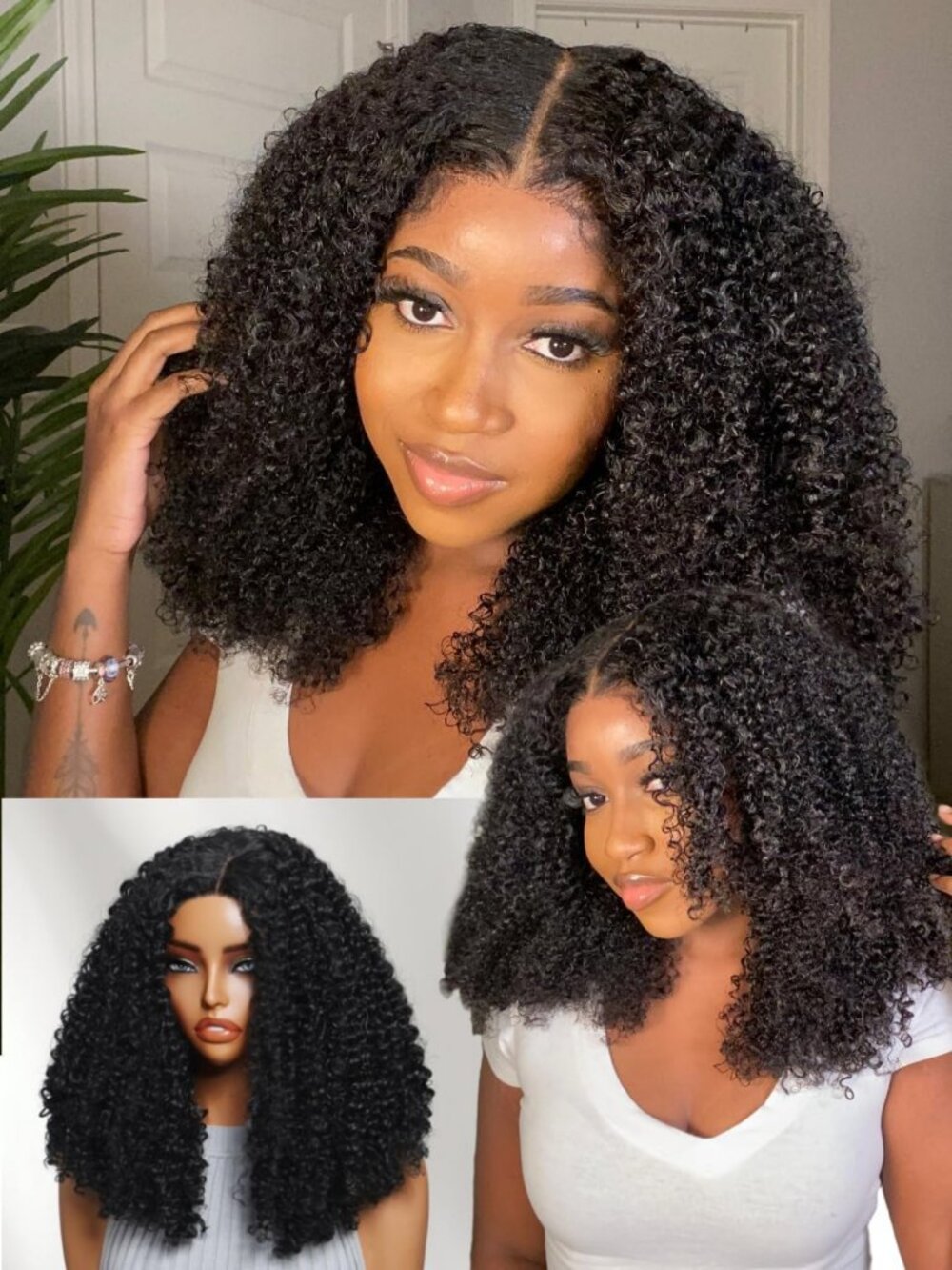 14-Inch Kinky Curly Bob Wig - Glueless 4x4 Lace Closure, 180% Density